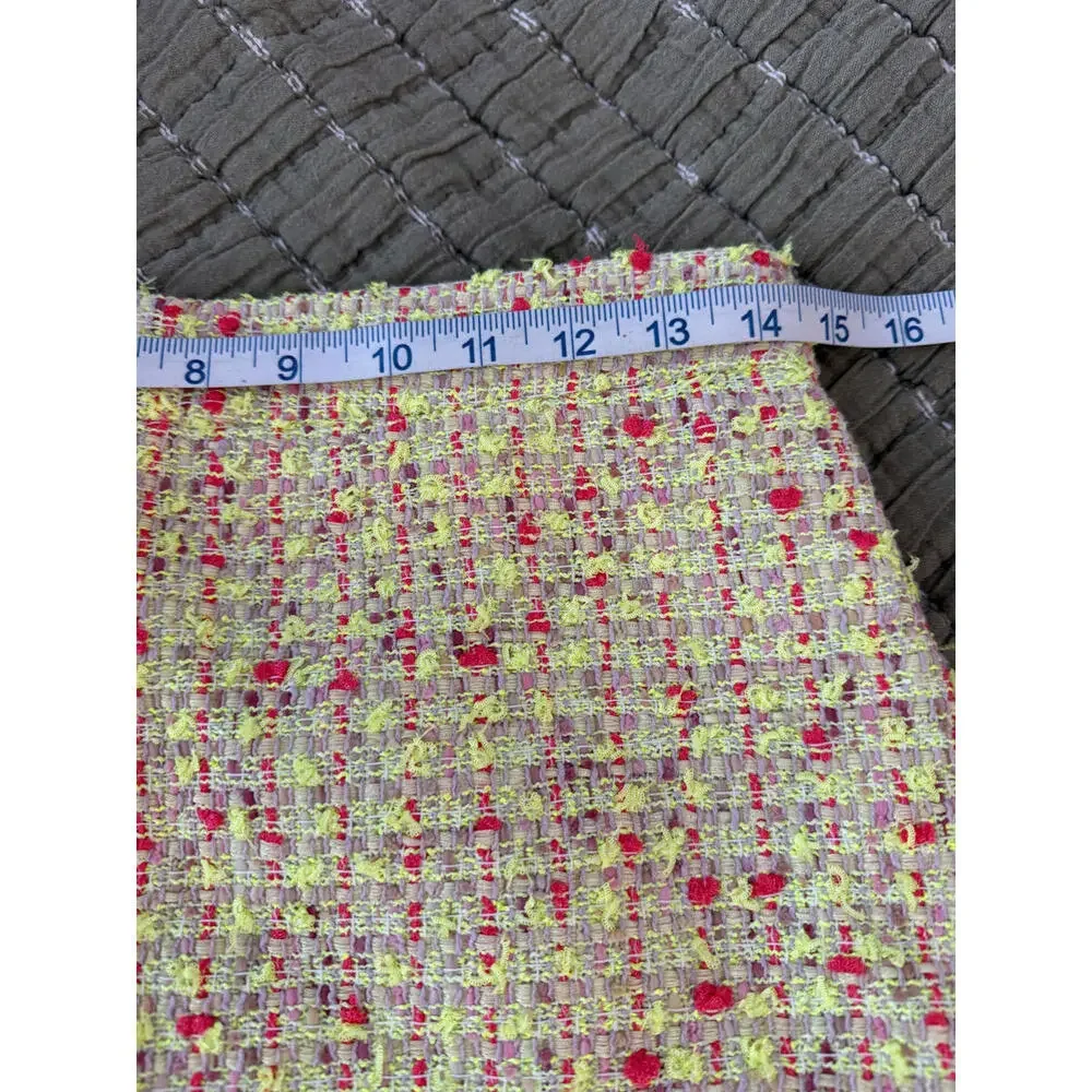 J.‎ CREW Neon Pink/Chartreuse No. 2 Tweed Pencil Skirt Size 2. Preppy Y2K 90s